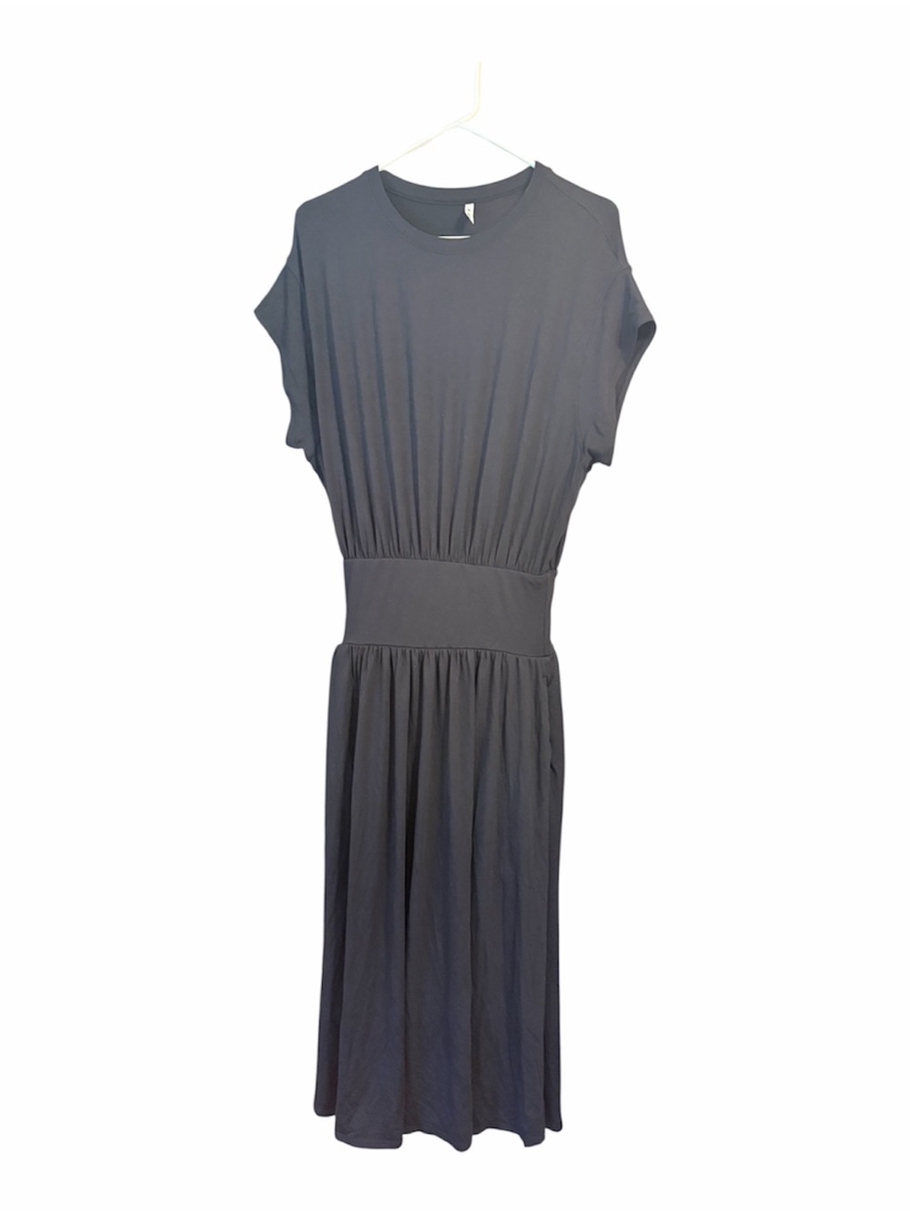 Halara Tummy Control Batwing Sleeve Flowy Midi Work Dress Pockets Black M - Picture 6 of 7